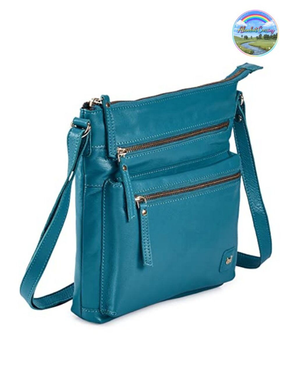 Full-Grain Cow Leather Crossbody Bag Small Sling Purse Handbag YKK Zippers